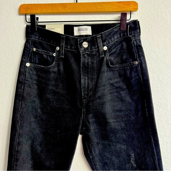 AGOLDE CHERIE HIGH RISE STRAIGHT DISTORTION BLACK JEANS SIZE 24 BRAND NEW - Picture 3 of 5